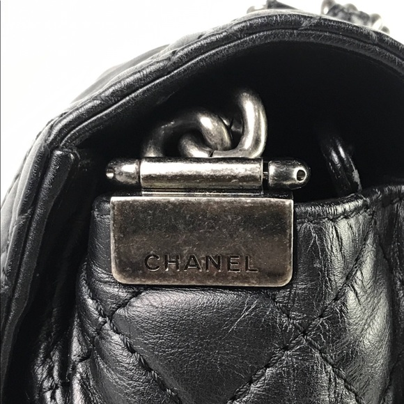 SOLD — NFS — Black Lambskin Chanel 2013 XL Enchained Boy Flap Bag w/RHW - Picture 7 of 16